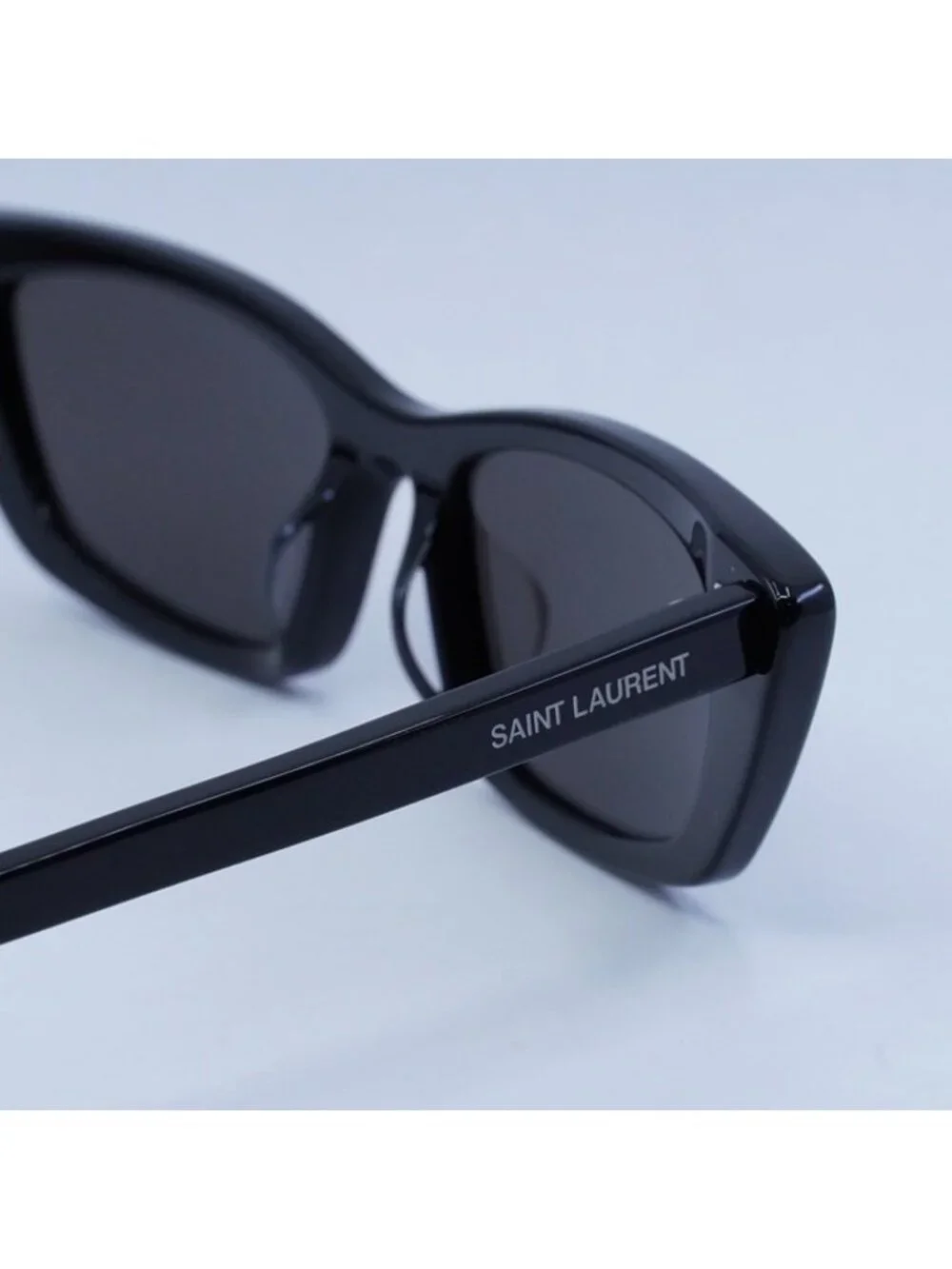 Saint Laurent SL277 009 Sunglasses Black Cat Eye Frame, Black Lenses